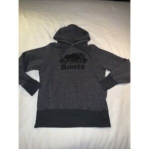 Roots Kanga Hoodie in Black Pepper Mens Size Small Canada Maple Heavy